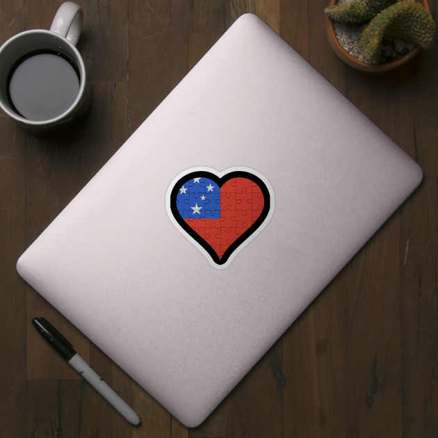 Samoan Jigsaw Puzzle Heart Design - Gift for Samoan With Samoa Roots by Country Flags